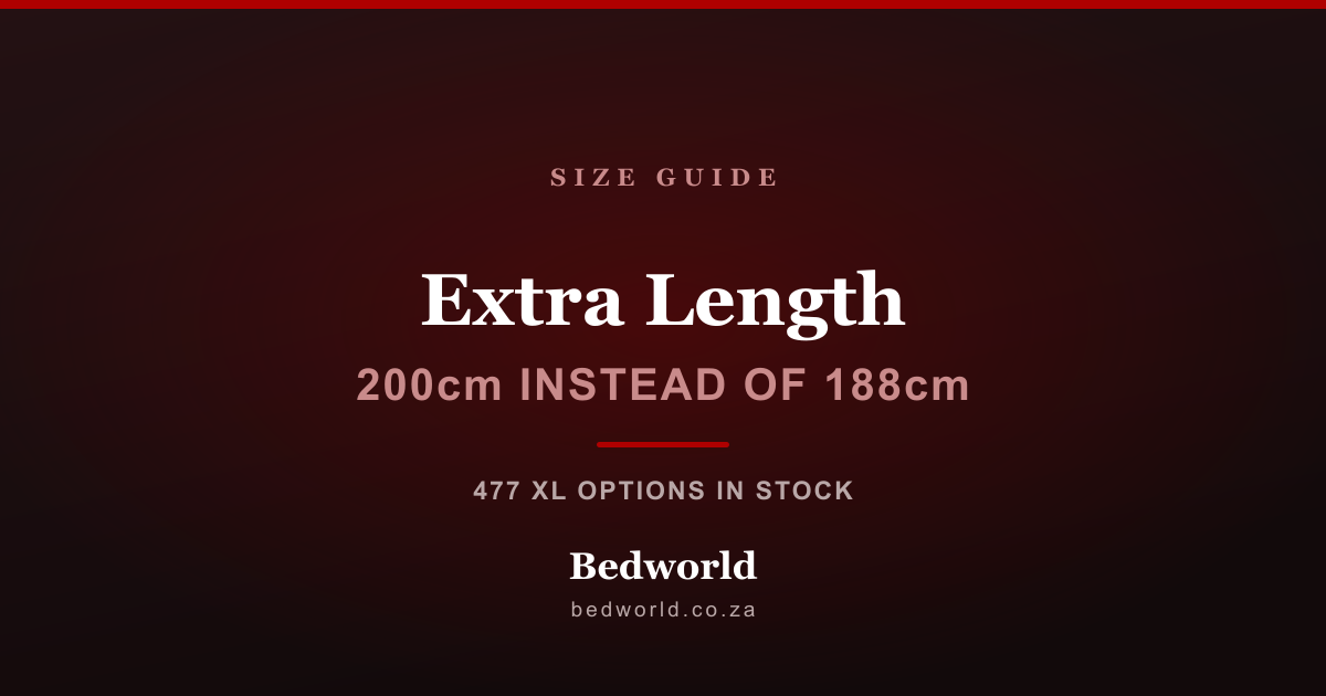 Extra length XL bed measuring 200cm compared with a standard 188cm bed